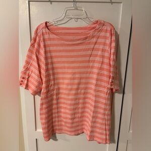 CJ Banks Light Pink and White Boxy T-Shirt